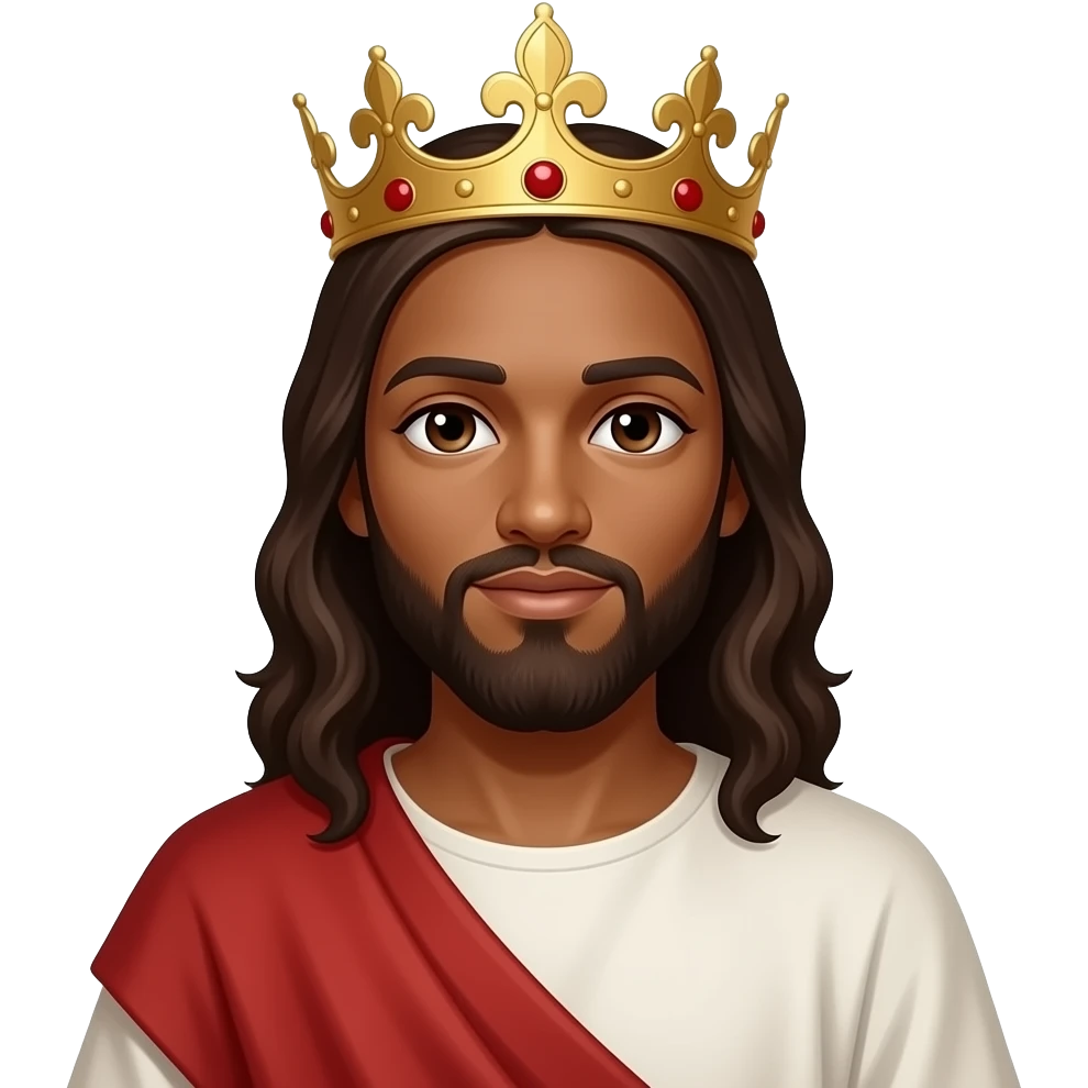 African American sand skin complexion Jesus Christ wearing tunic and a crown on his head emoji