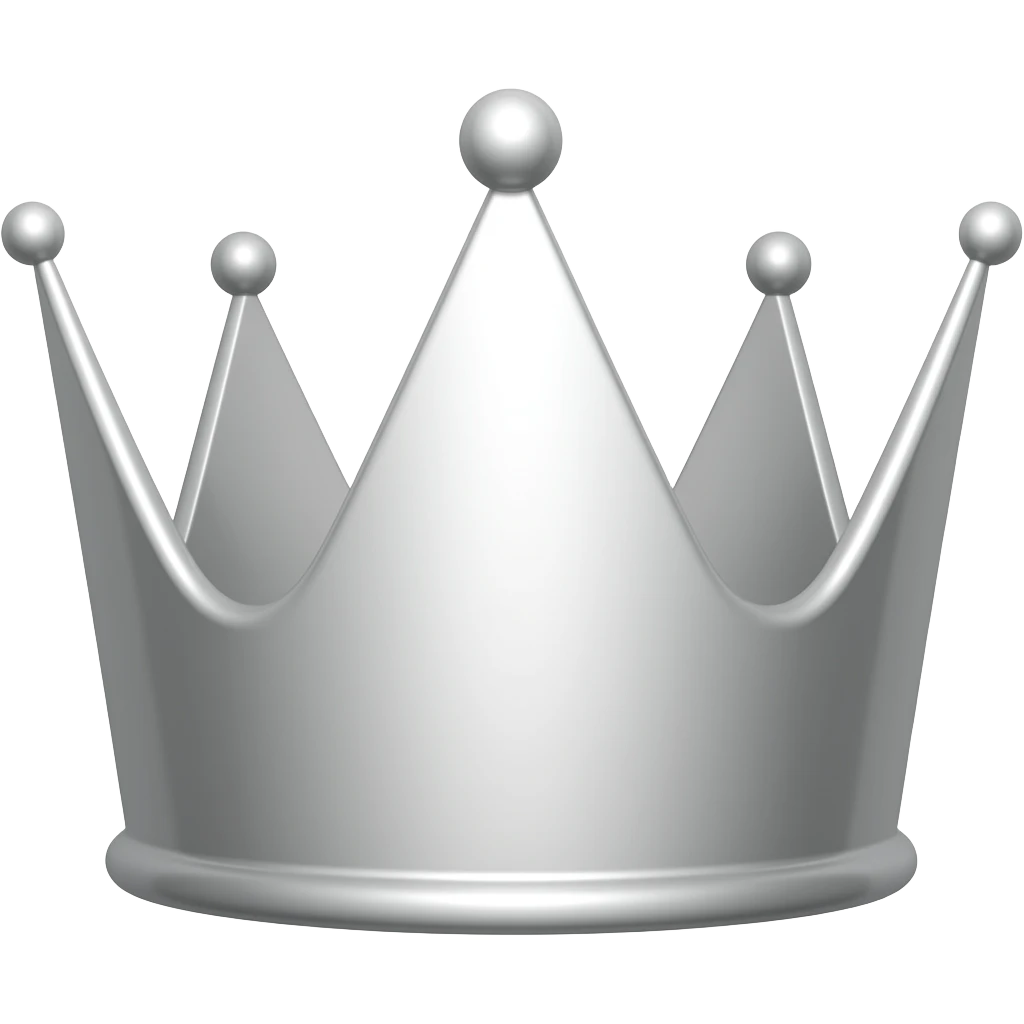 Design a minimalist silver crown emoji with a radiant shine, symbolizing elite status. emoji