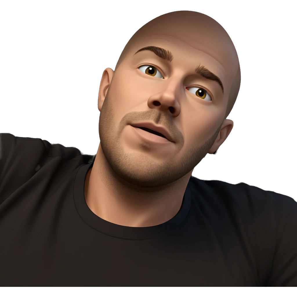 bald man in black shirt emoji