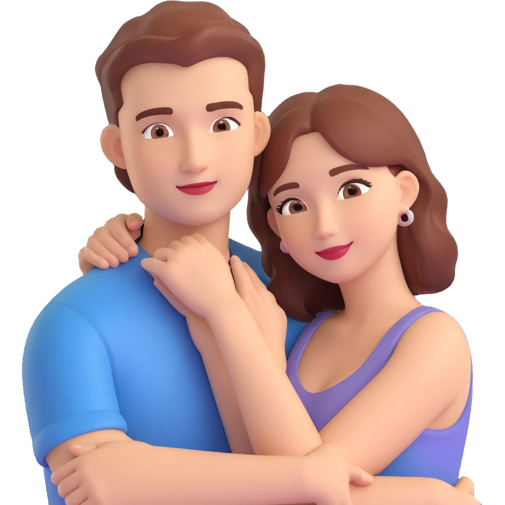 couple posing, close up pose, living room background emoji