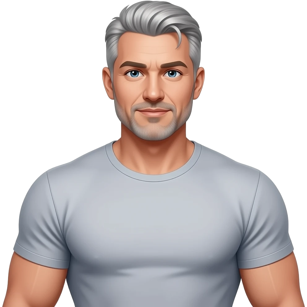 Sexy gray haired daddy muscular tight shirt horny eyes emoji