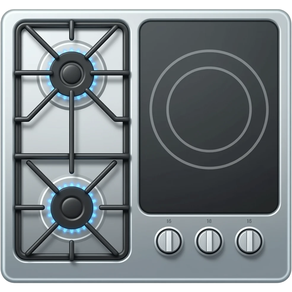 cooktop one gas burner and one induction emoji