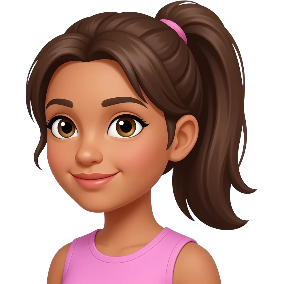 light skin girl with brown hair with pony tail emoji