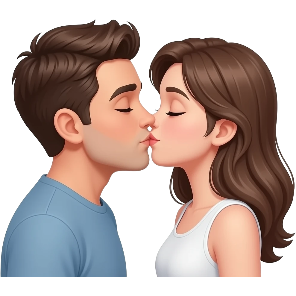Real White man kissing white brown hair girl emoji