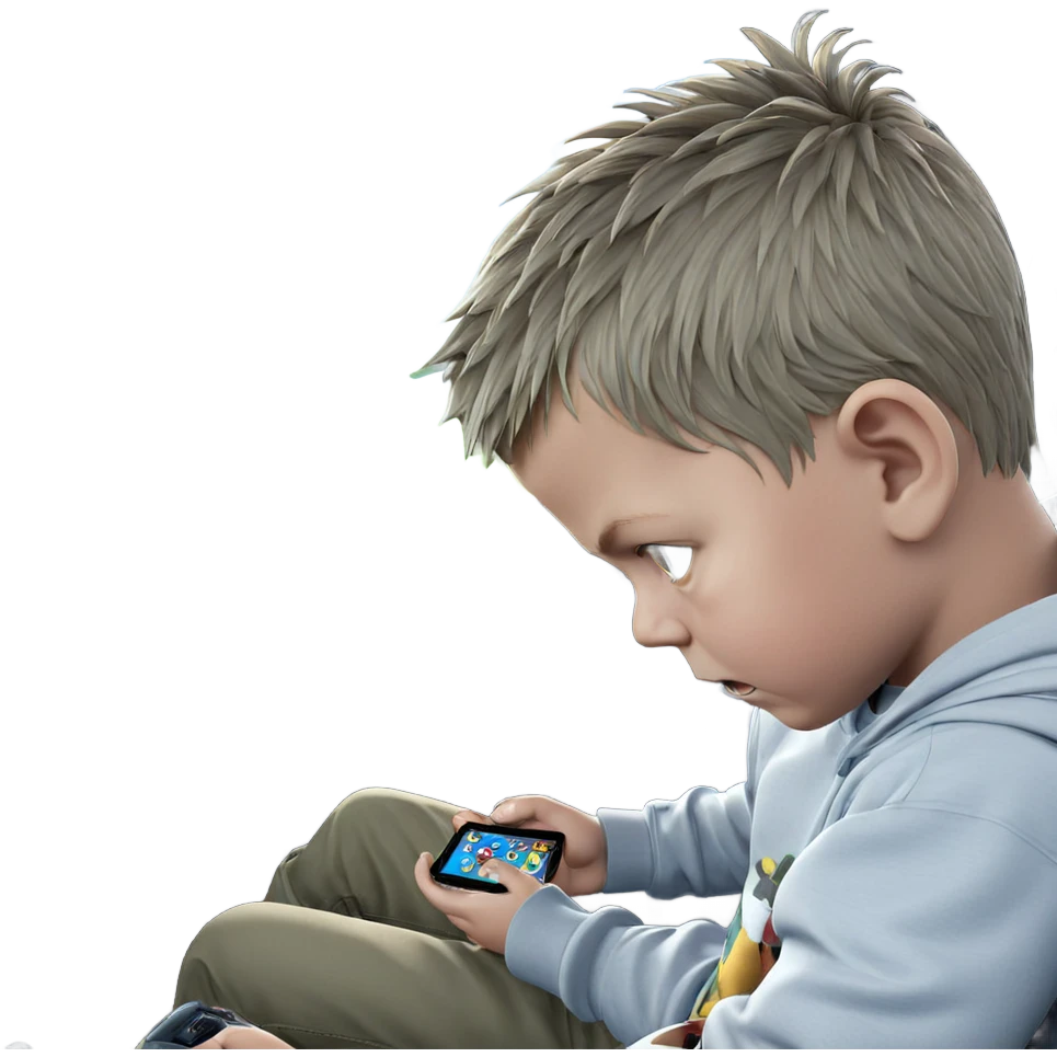 boy gaming in car by tree emoji