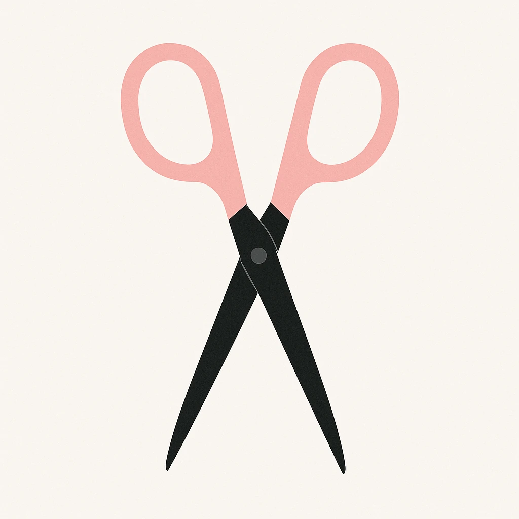 minimal pink and black scissors on white background, no text emoji