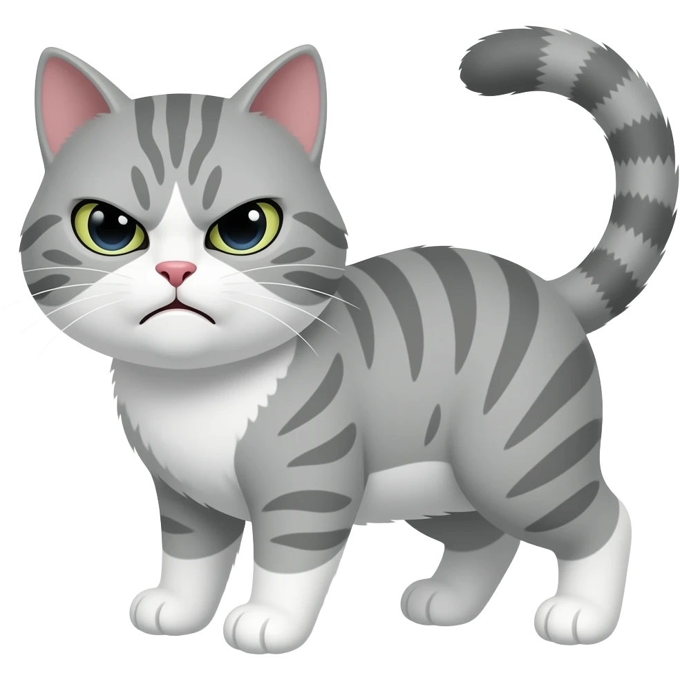 Бешеная кошка белая с серым emoji
