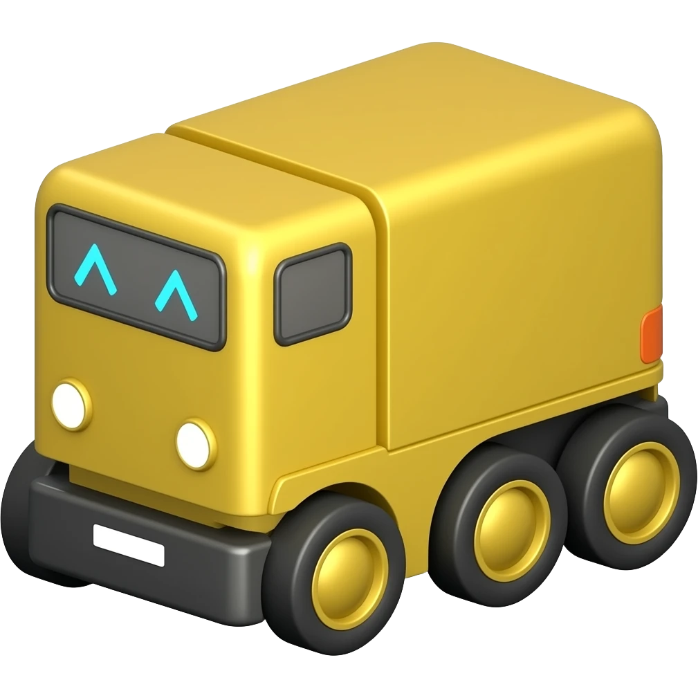 Yellow rectangle Robot delivery with 6 wheels emoji