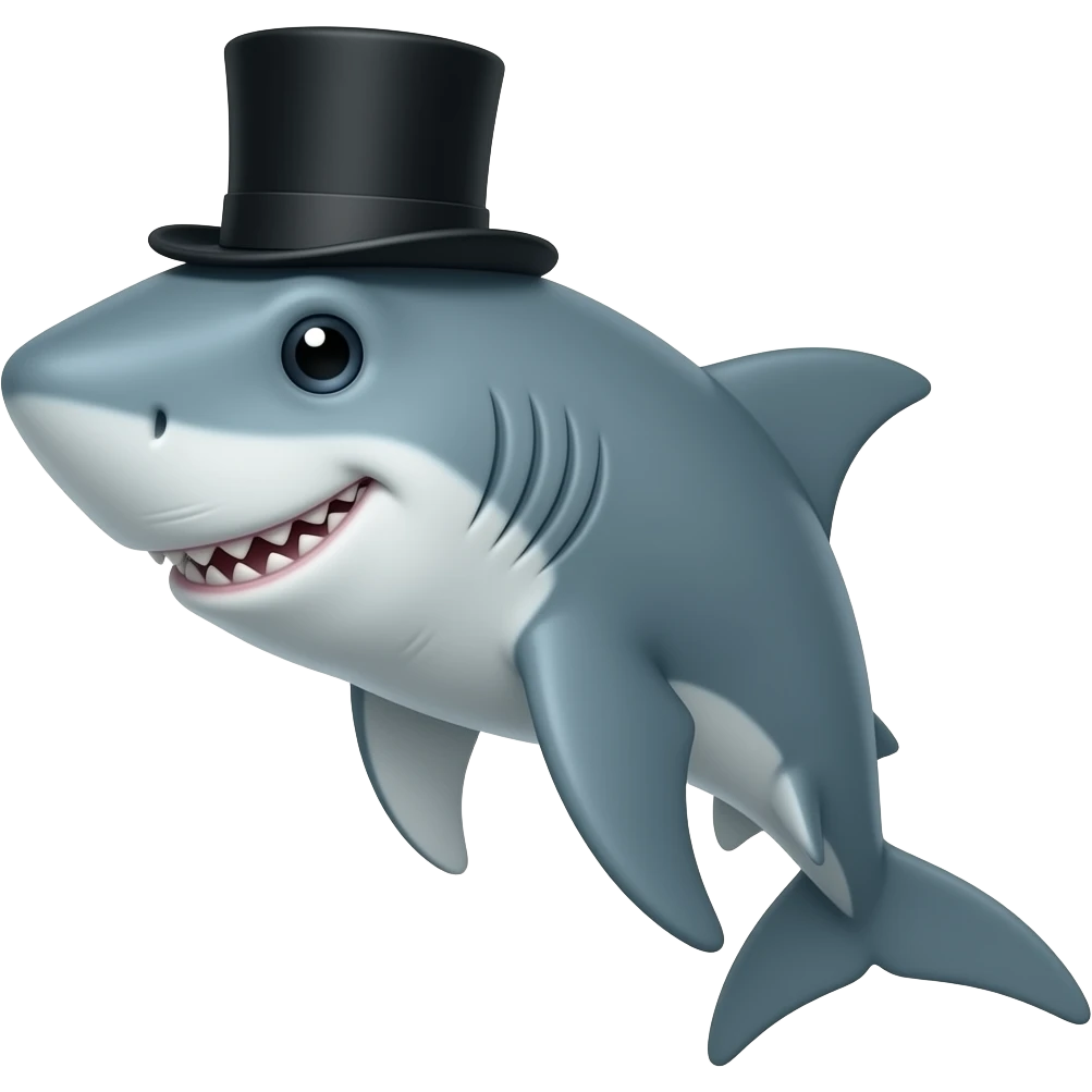 Shark with a top hat emoji