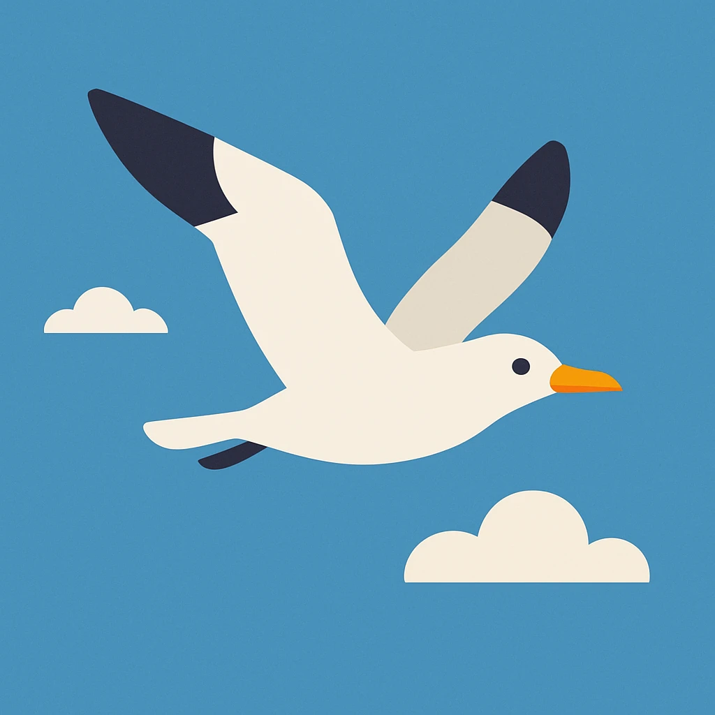 Flat design style seagull in the sky emoji