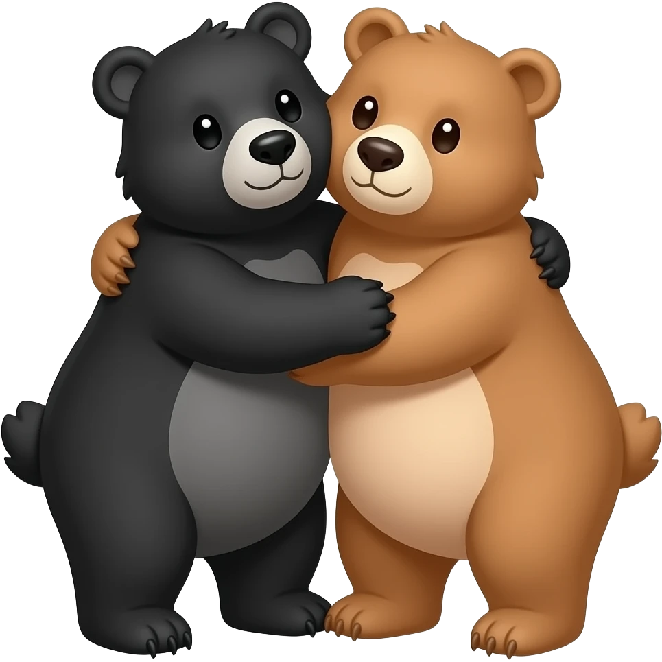 Two bears hugging one black and one tan emoji