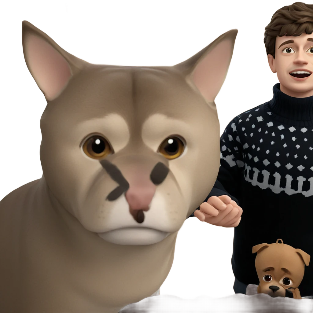 boy with dog in sweater emoji
