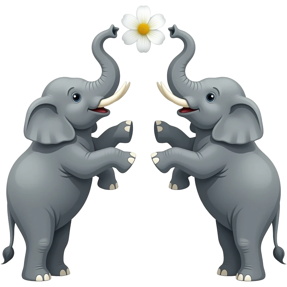 2 ELEPHENT RISING THE 2 LEG AND CENTER Indian Siris FLOWER IS PLACED emoji