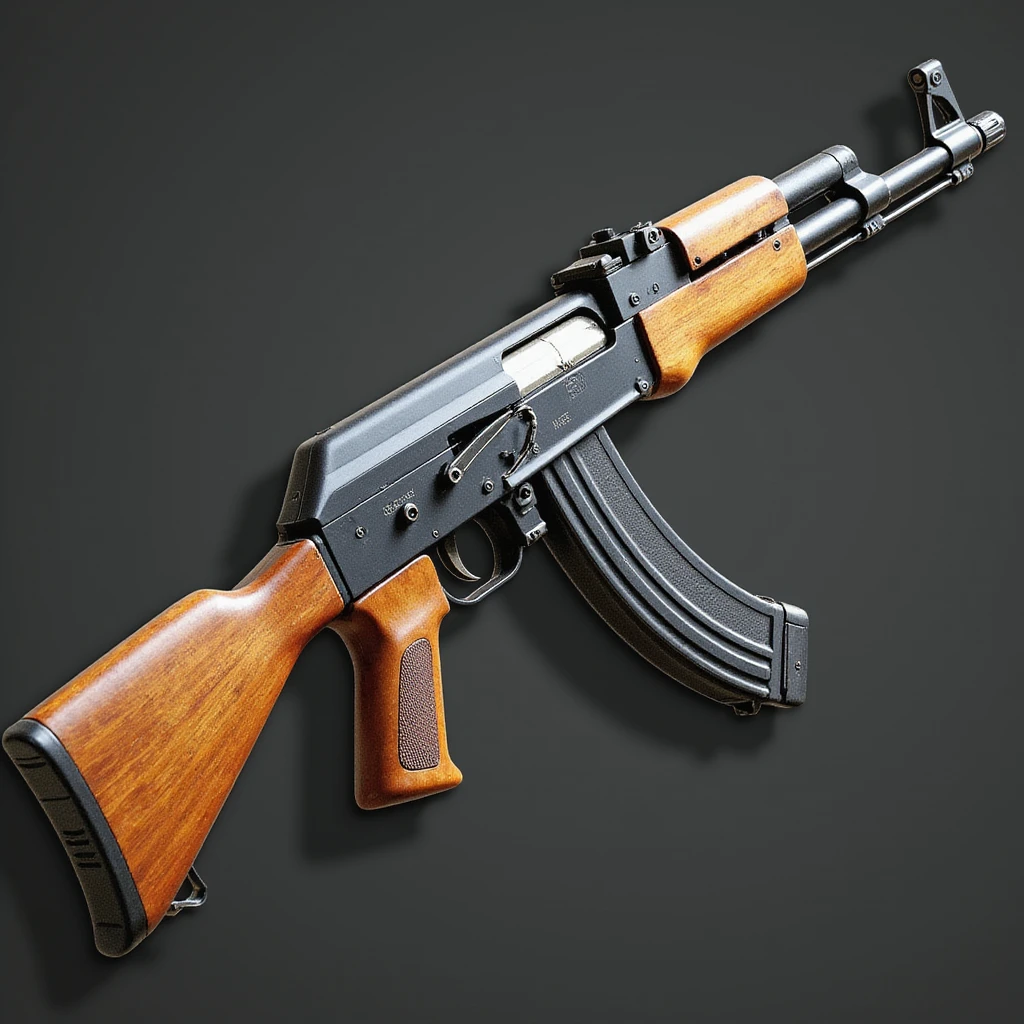 realistic AK-47 assault rifle, no background emoji