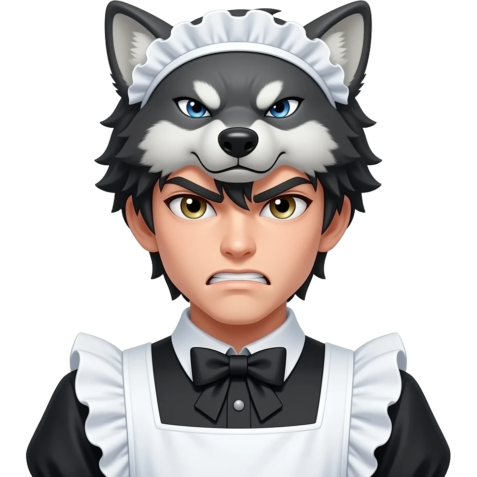 Alpha wolf angry femboy maid costume emoji