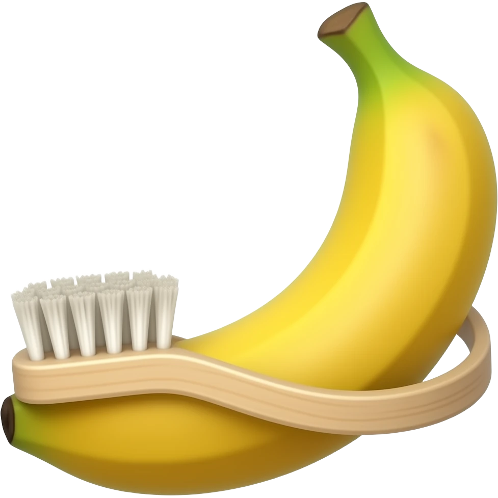 hybrid of a shoe brush and a banana. emoji