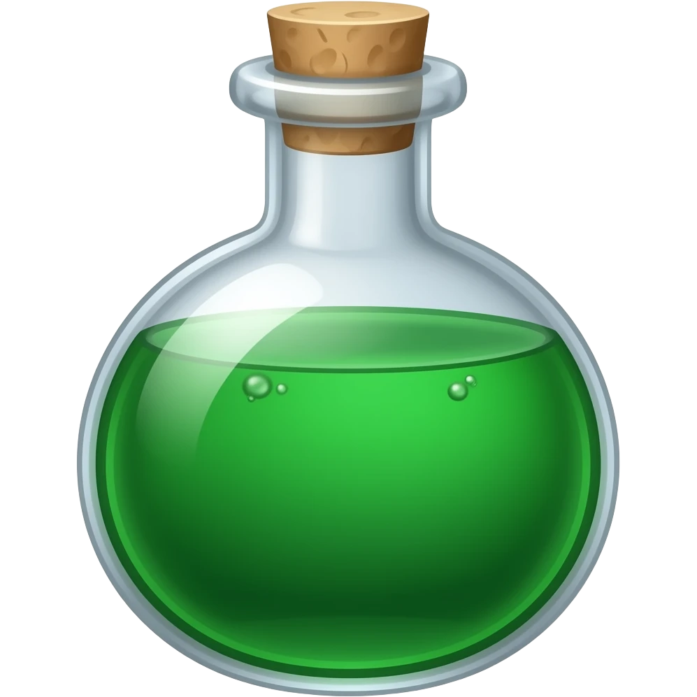 a green poison bottle in the style of google noto color font emoji