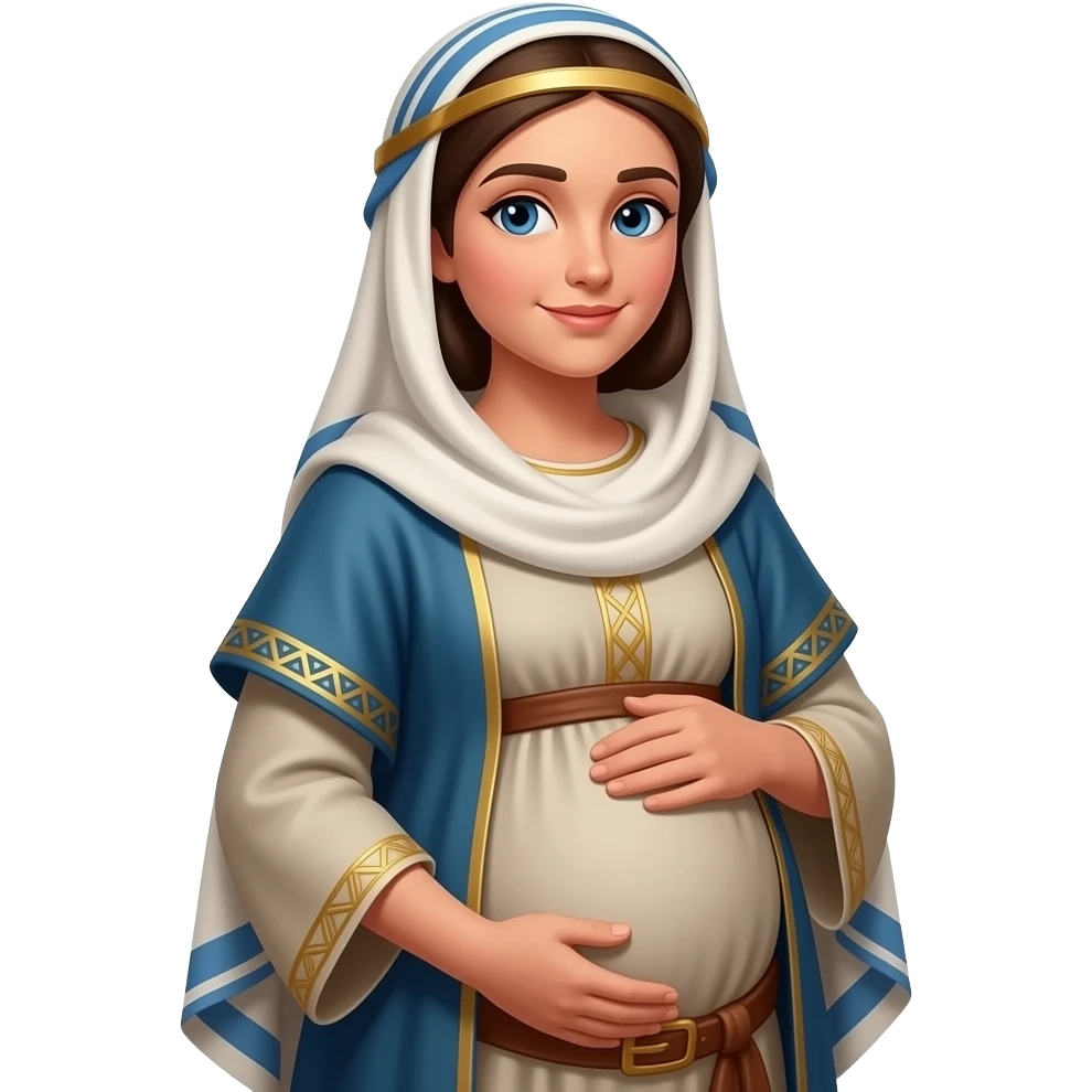 A Jewish women pregnant wearing clothing from biblical times emoji