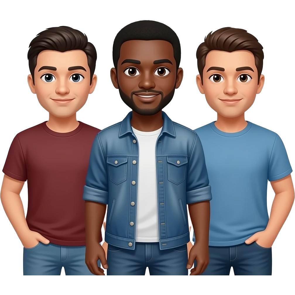 3 amigos, all guys. 1 black guy emoji