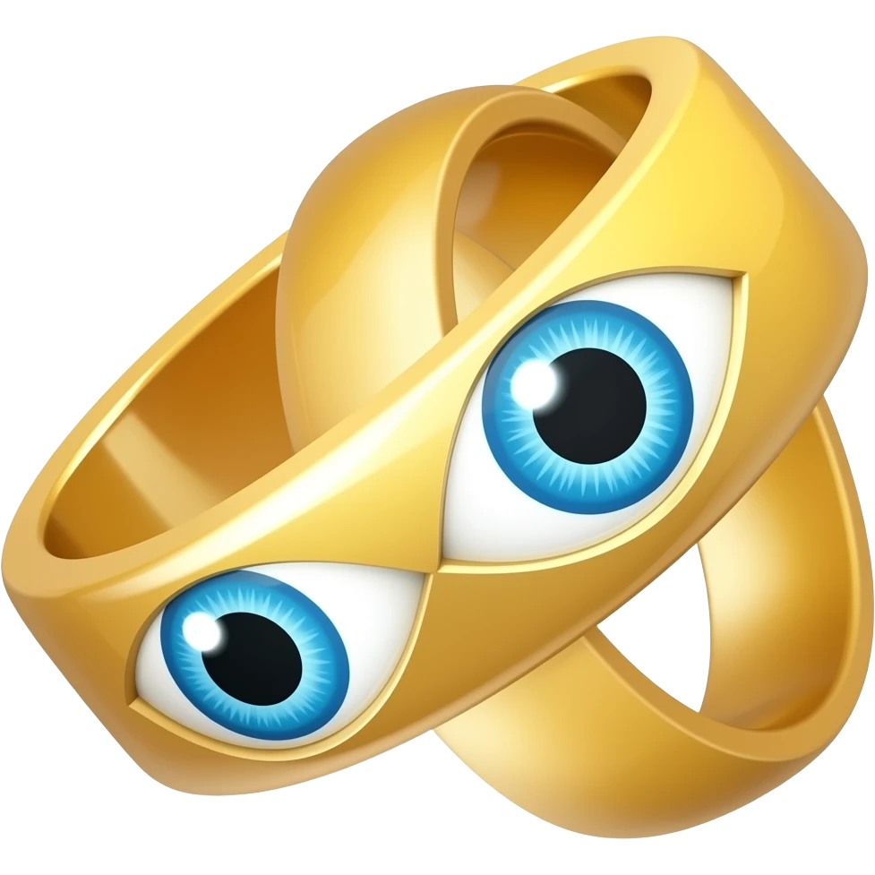 two gold rings over lapping with eyes on them emoji