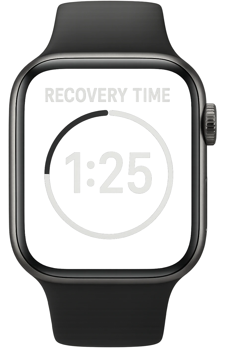 smartwatch che misura il tempo di recupero tra una serie e l'altra in allenamento, iperrealistico 4k emoji