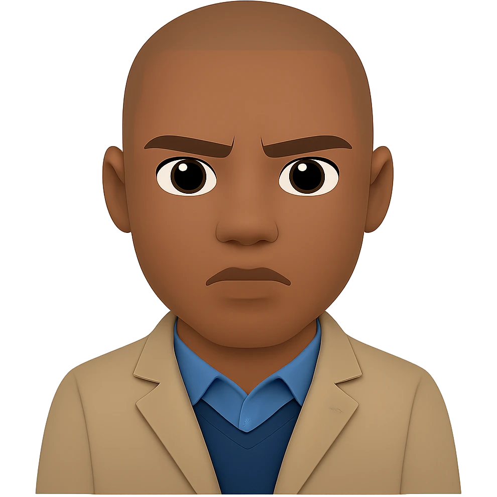 turn the second man in emoji style of the 1st image, match the facial features and clothes emoji
