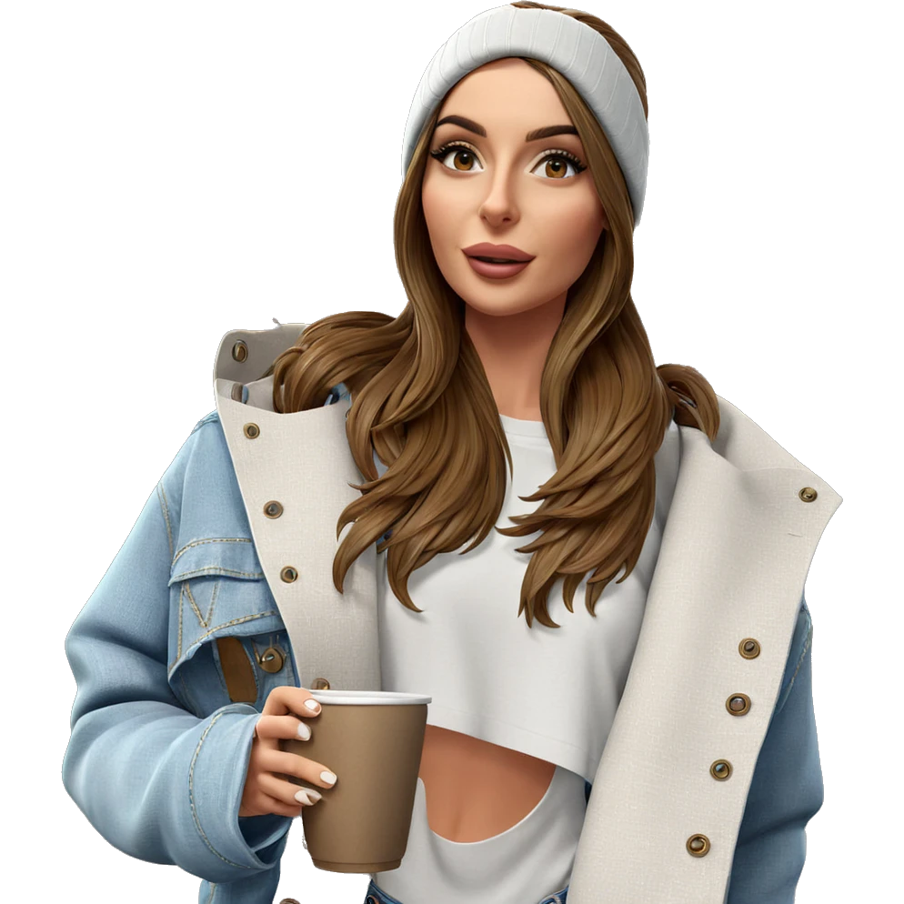 girl with cup and denim emoji