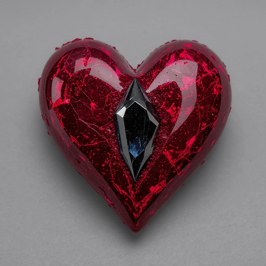 gothic heart with a dark crystal, professional photography style emoji