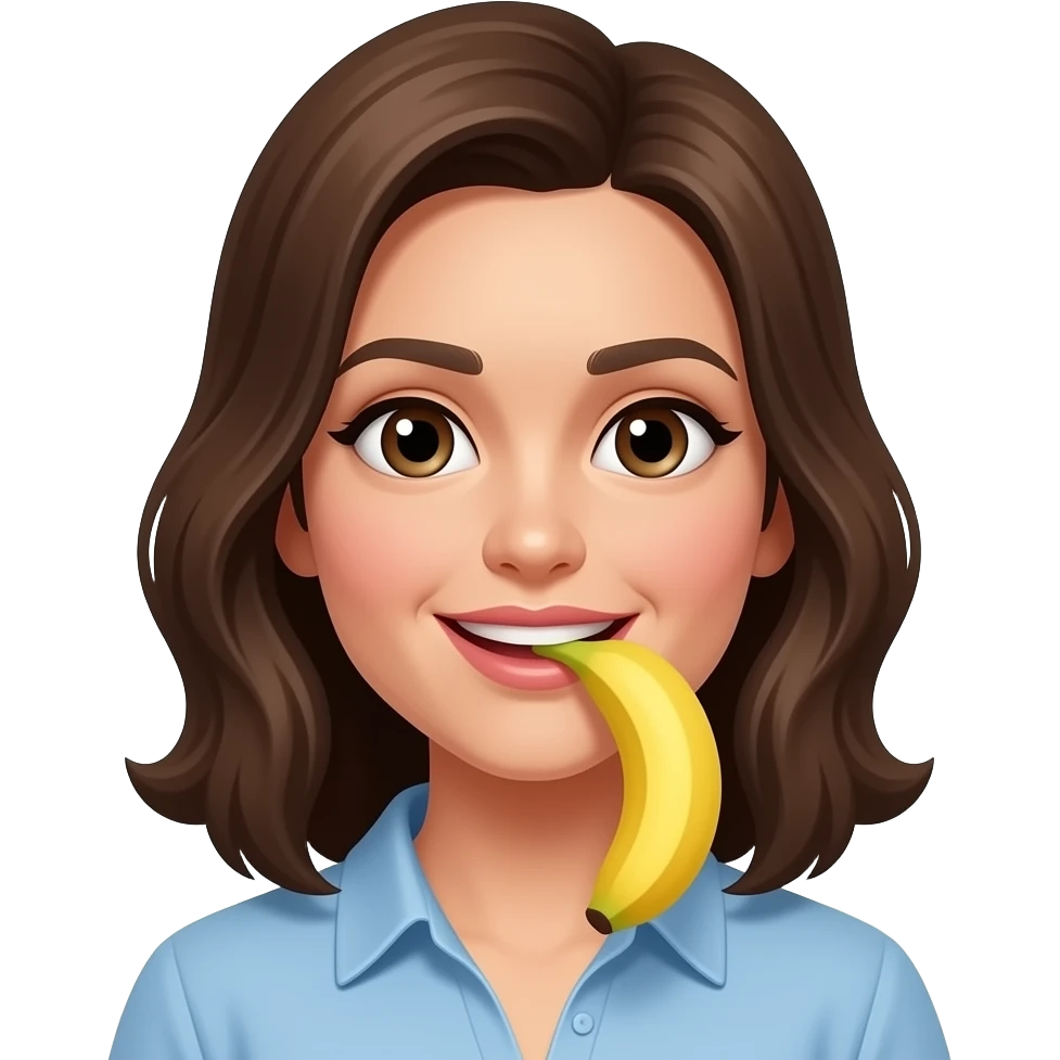 Woman with banana in mouth emoji