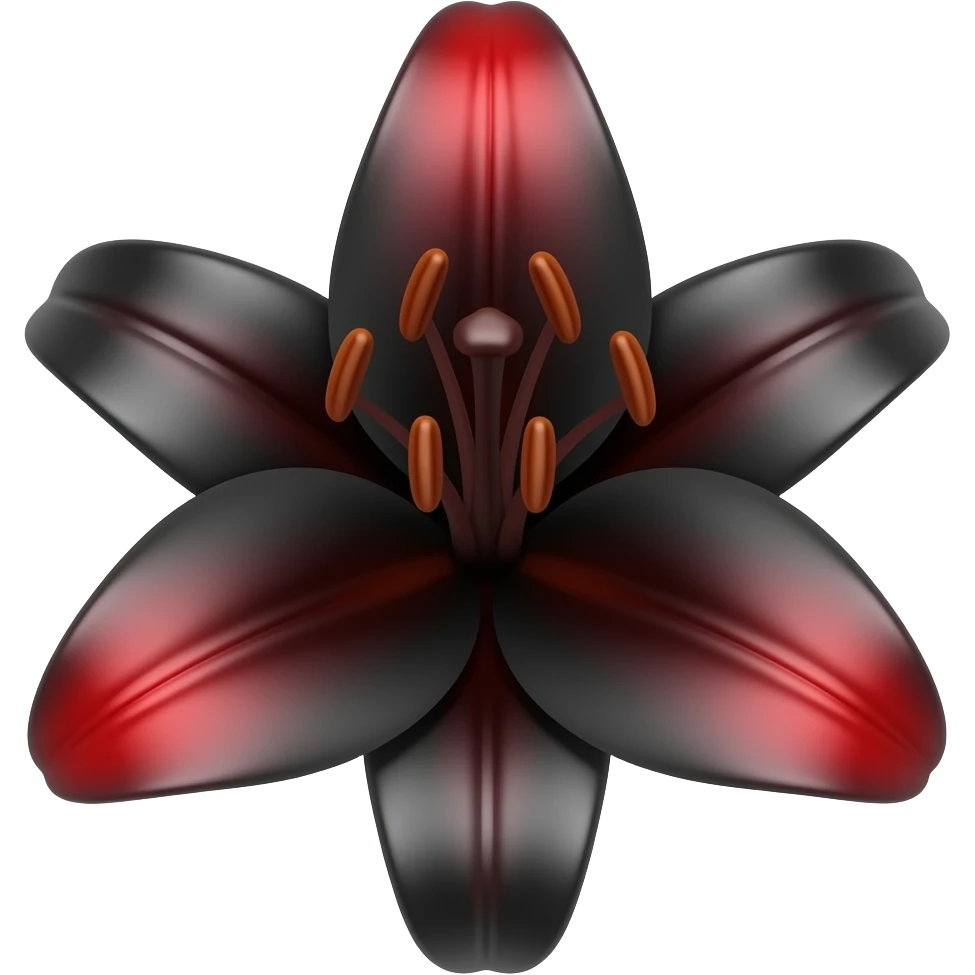 Black to red lily flower emoji