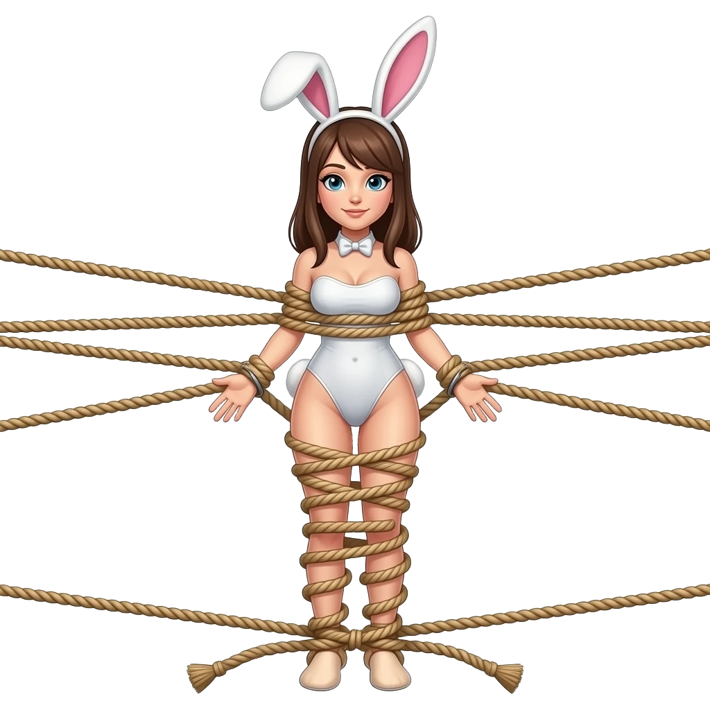 make a naughty sexual and seductive that just says the word "Rope Bunny" show a women tied down emoji