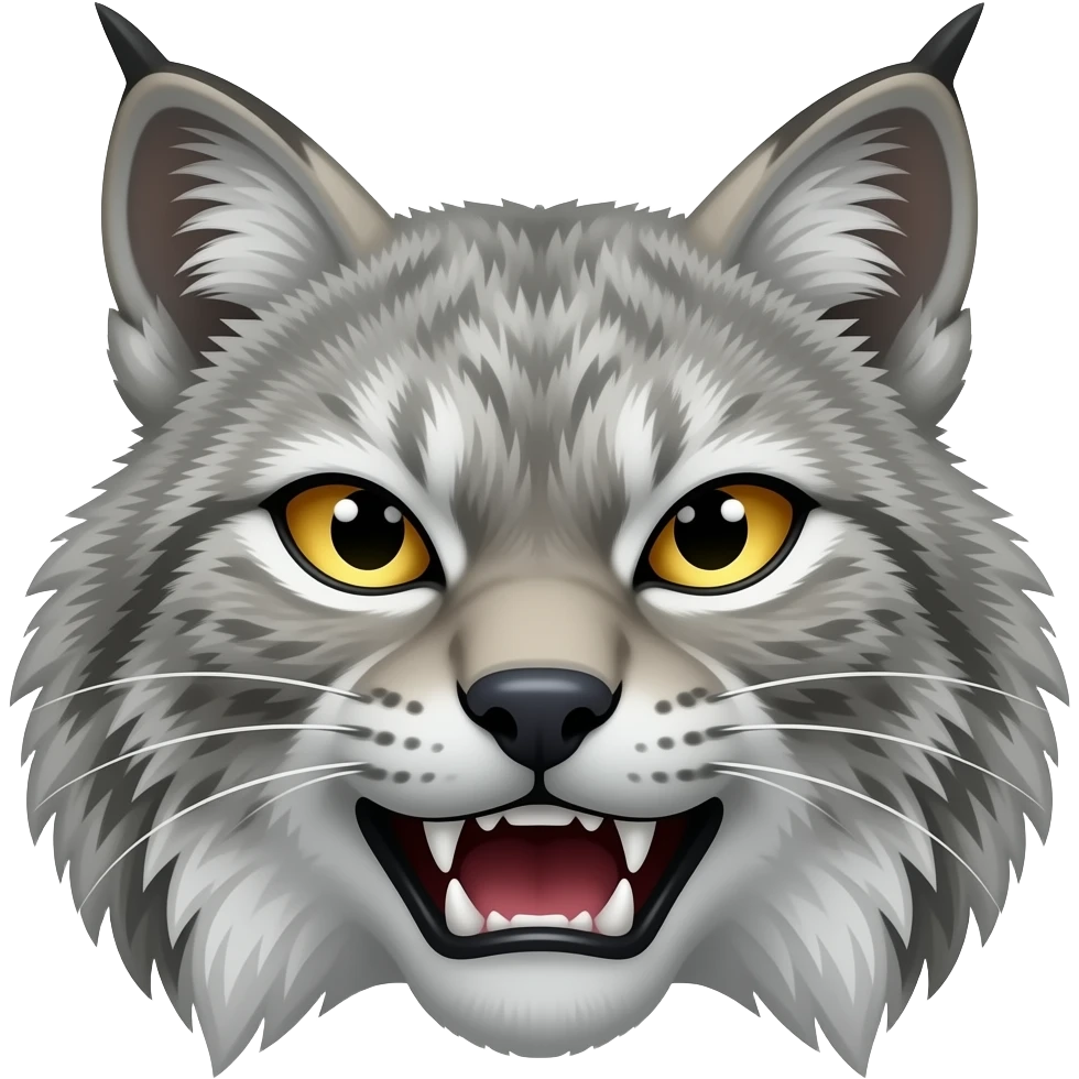 angry gray lynx face emoji