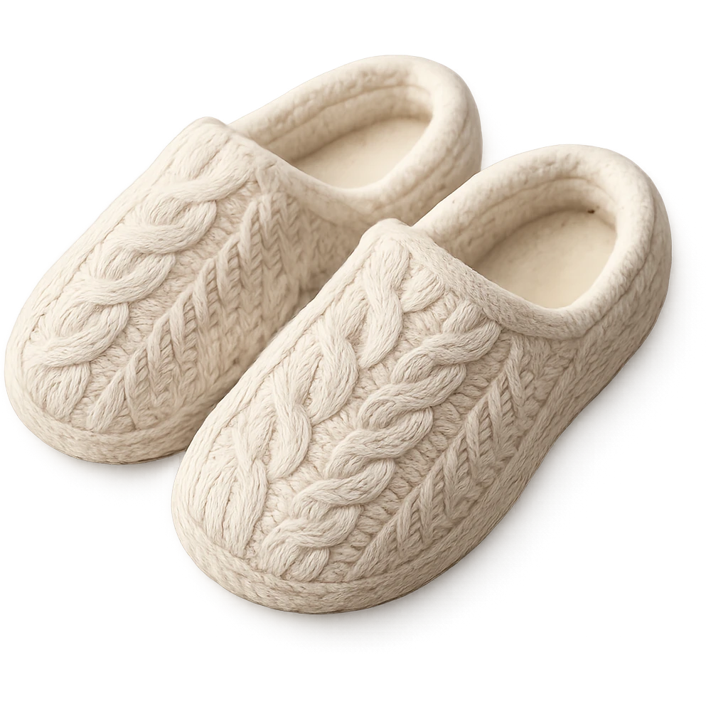 cozy slippers, knitted texture emoji