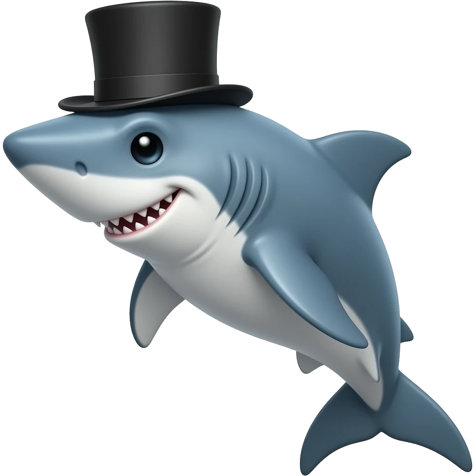 Shark with a top hat emoji