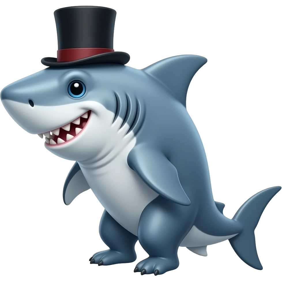 Shark with a top hat emoji