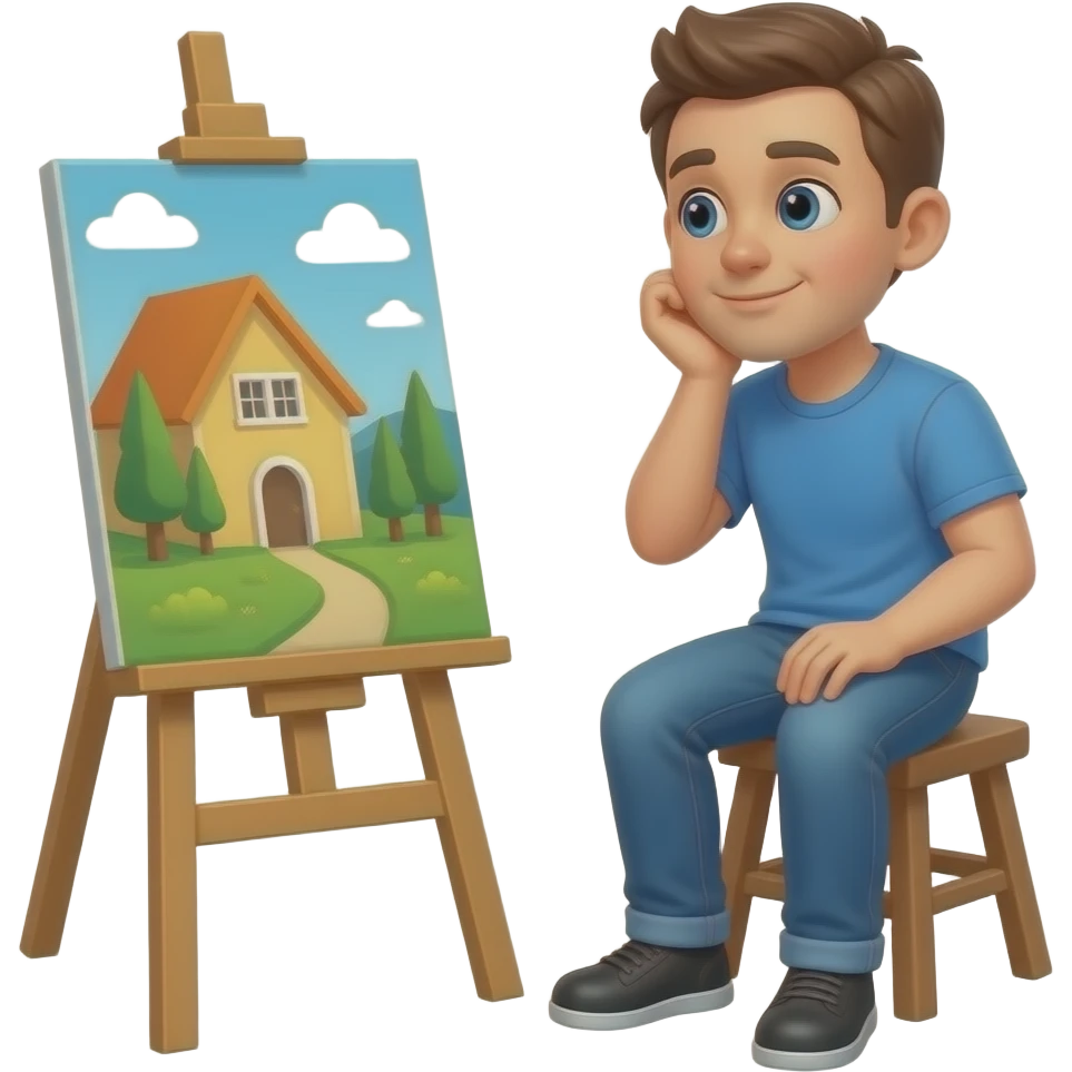 person daydreaming painting emoji