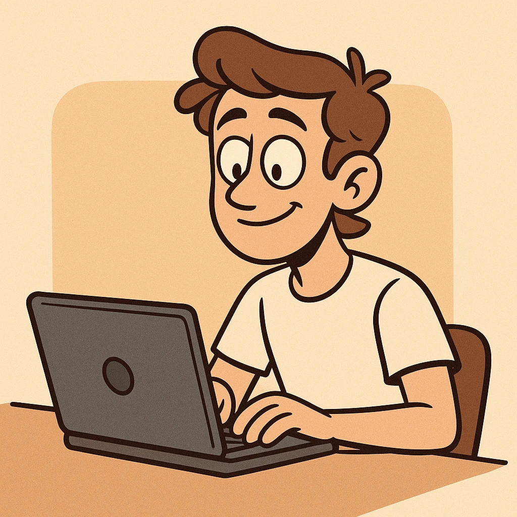 a freelancer working on a laptop, modern style emoji