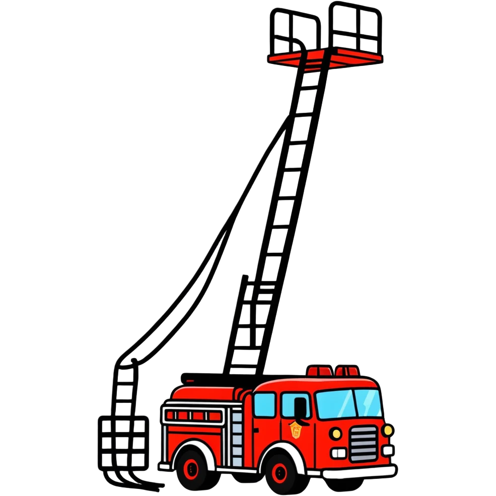Fire truck platform ladder rope rescue emoji
