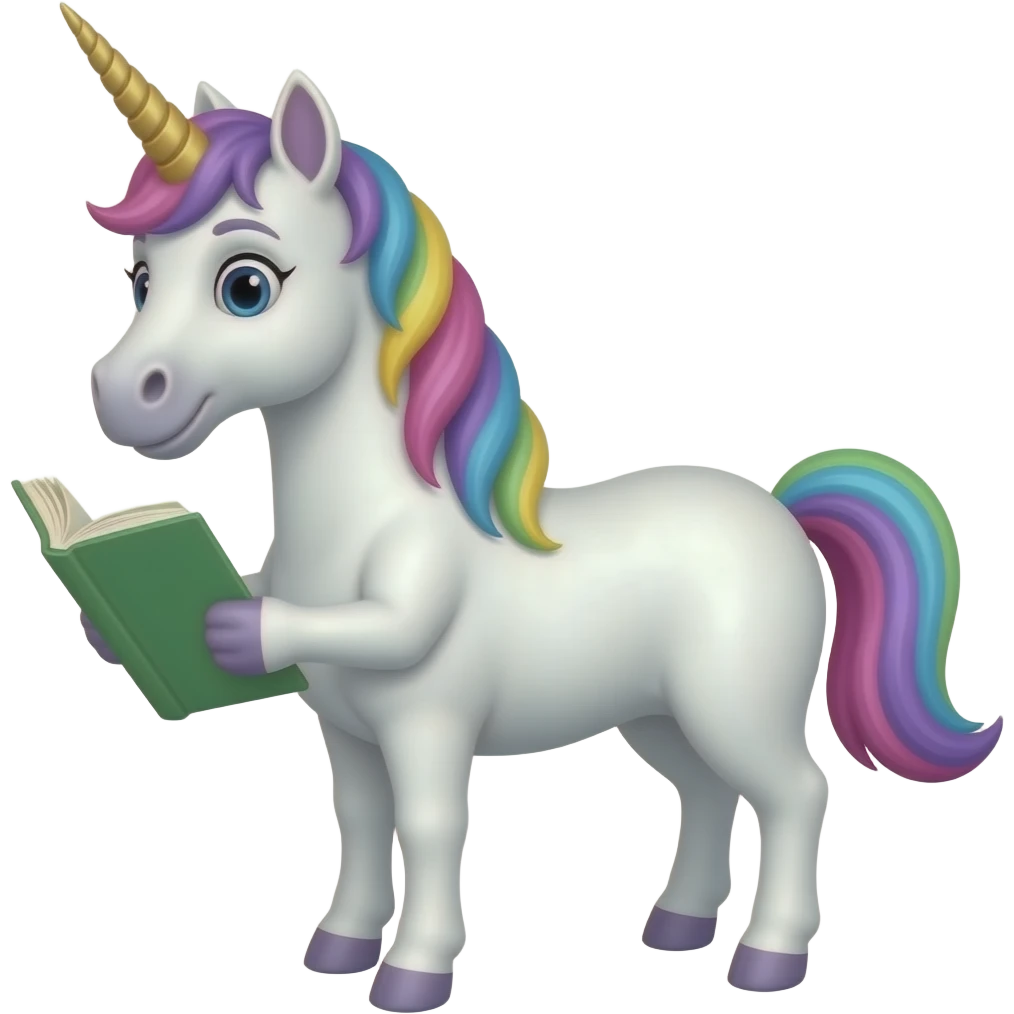 Unicorns read book emoji