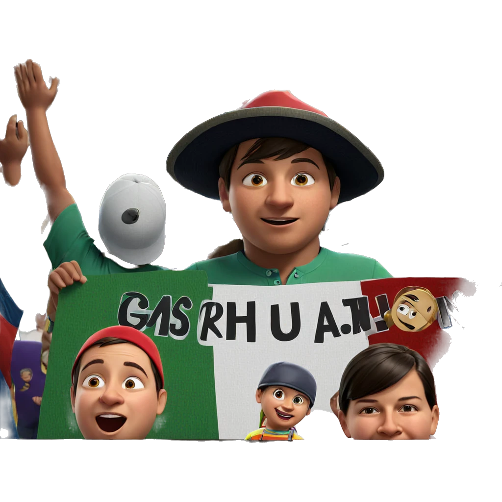 boys in colorful hats crowd emoji