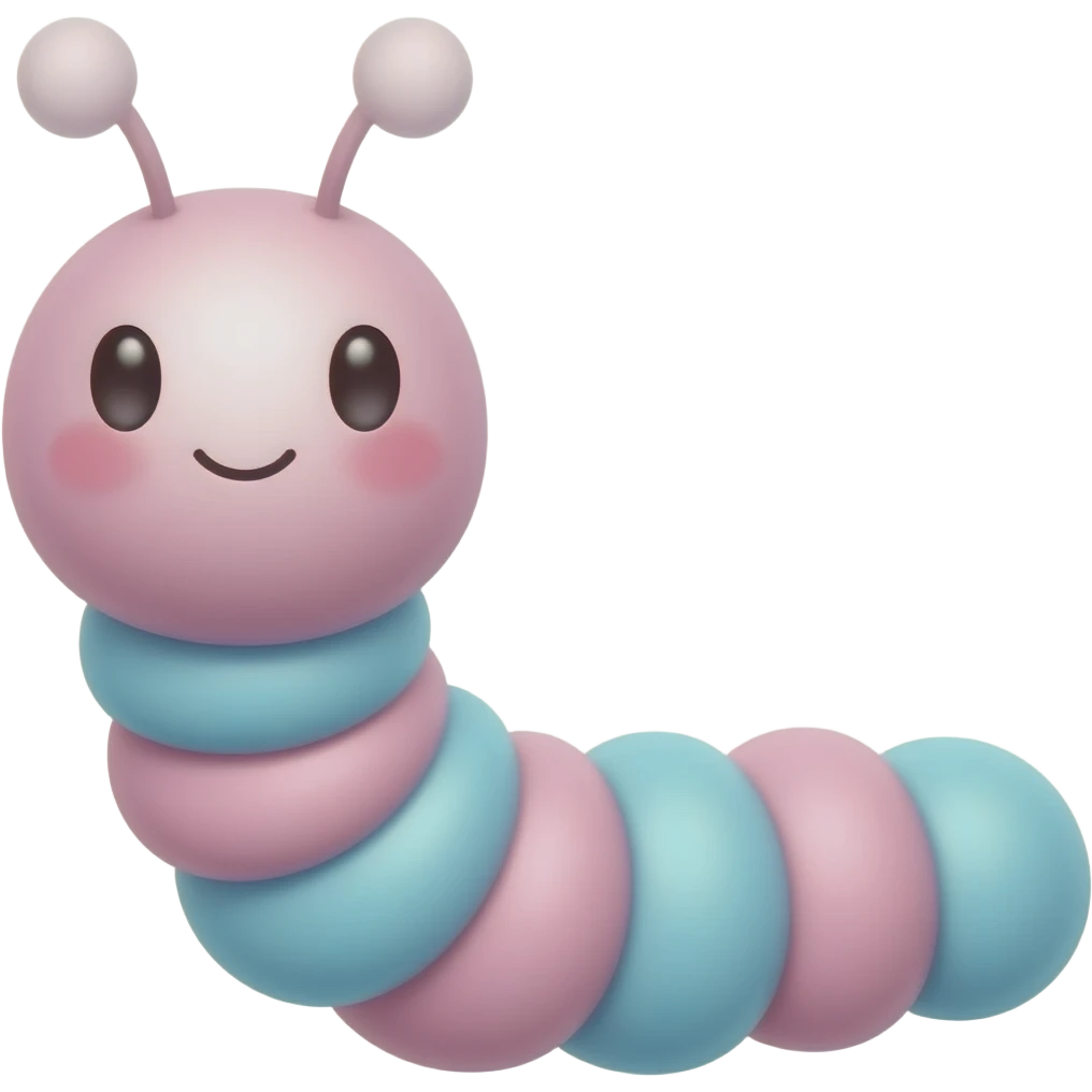 cotton candy the of Caterpillar pink blue cute full body emoji