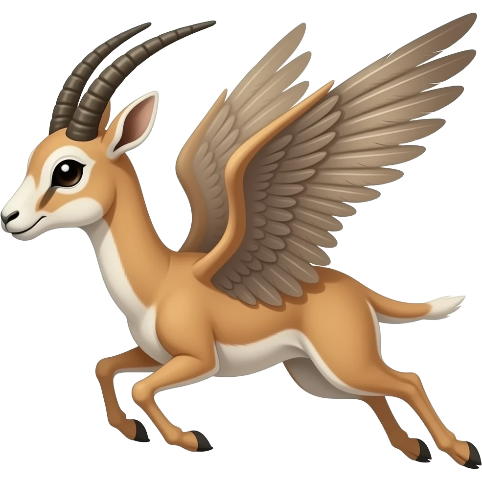 Eotrachyps 🦌🪽 – tiny antelope with feathers and wings, glides short distances, fast runner, herbivore. It was crossbred of Father Eotragus and Mother Archaeopteryx. emoji