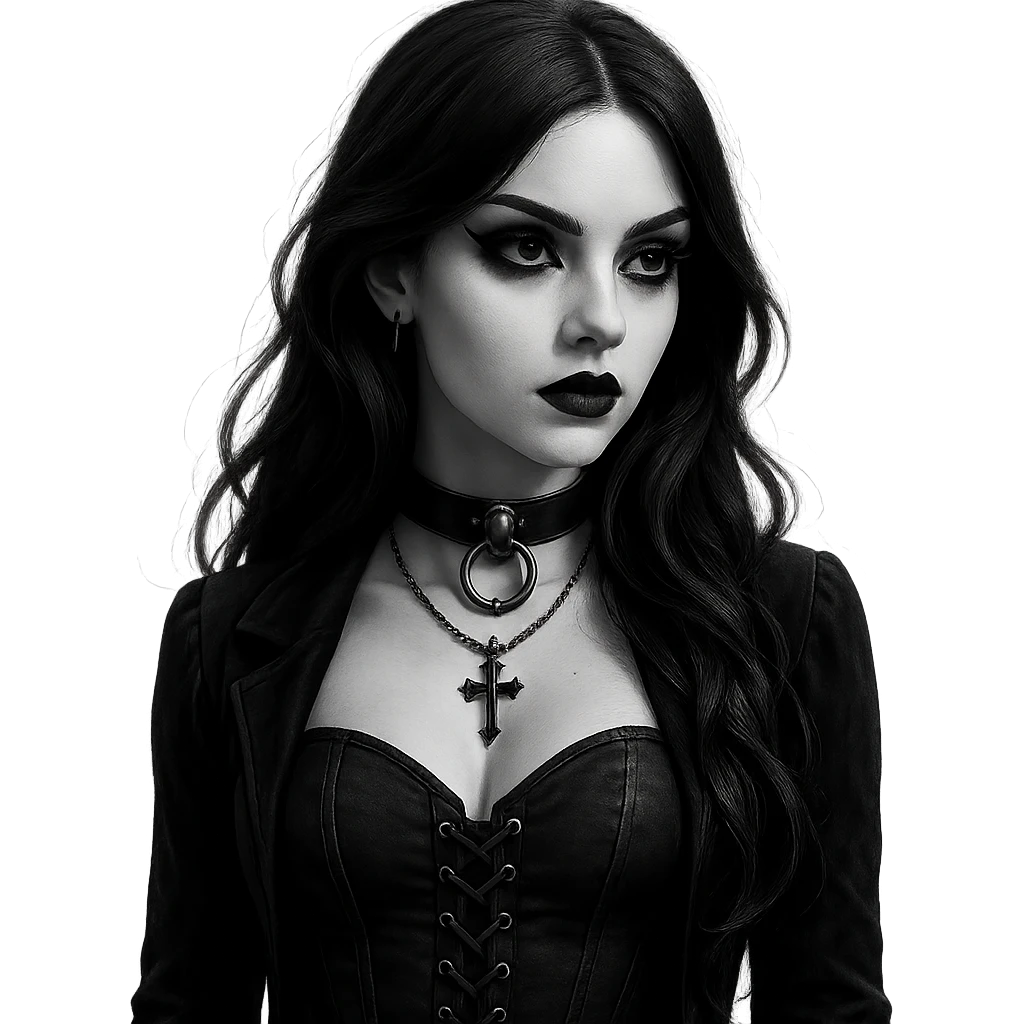 goth black white  3d  , remove background  emoji