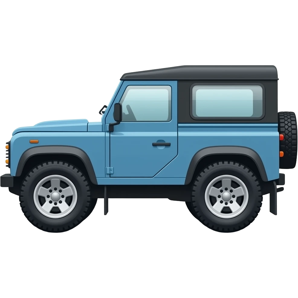 side view of an unlabeled blue off-roader, classic emoji style, left facing emoji