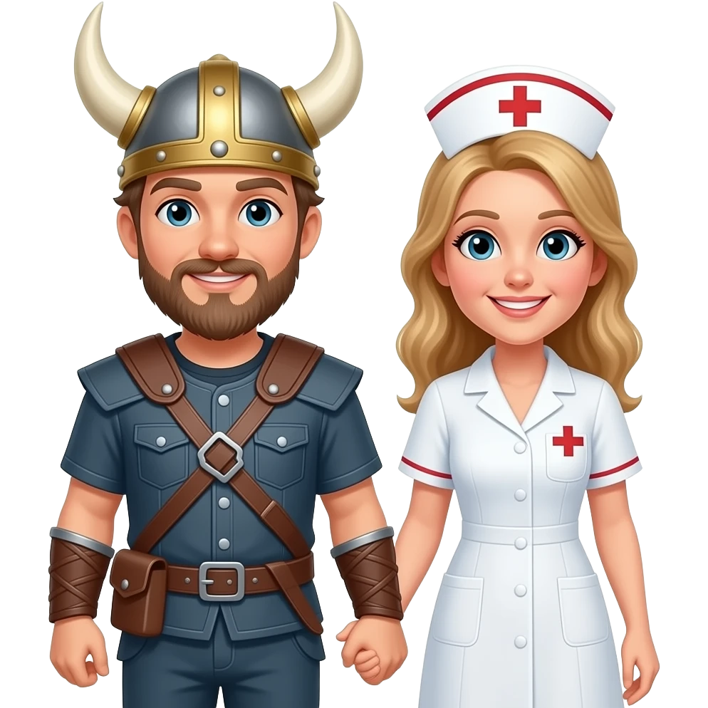Viking helmet lesbian and nurse couple emoji