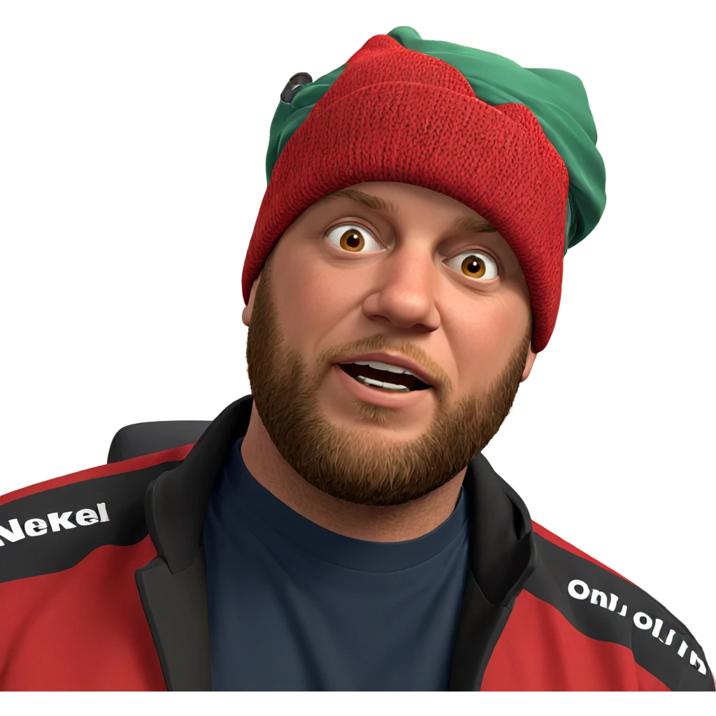 bold red hat and beard emoji