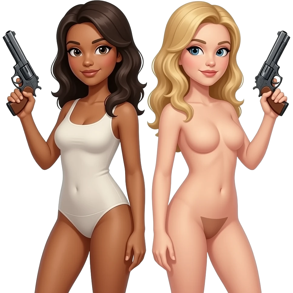 Naked women holding guns emoji