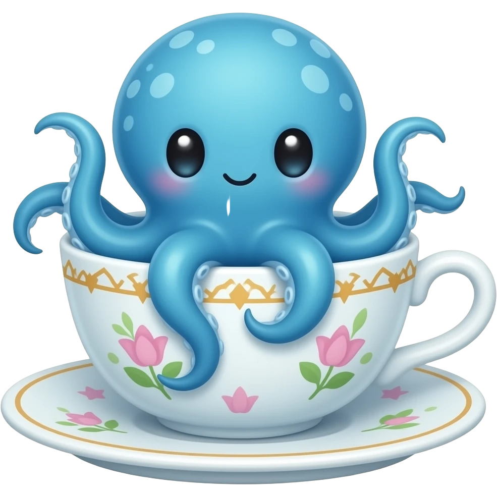 cute blue Octopus in a  Teacup emoji