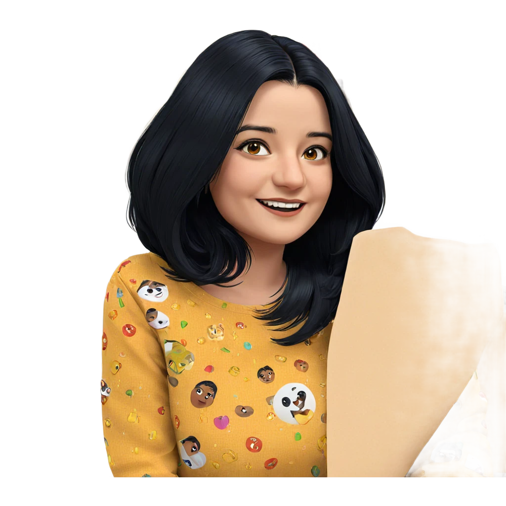 smiling girl with black hair emoji