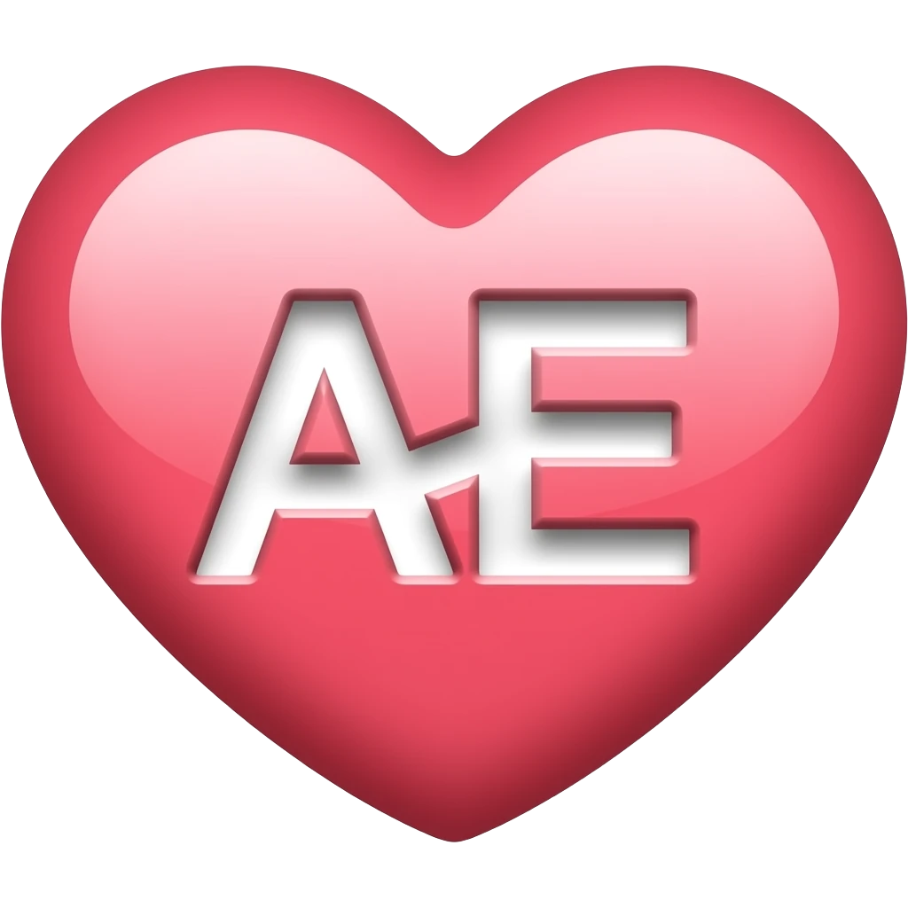 A heart symbol with the letters A and E joined ogheter  in it emoji